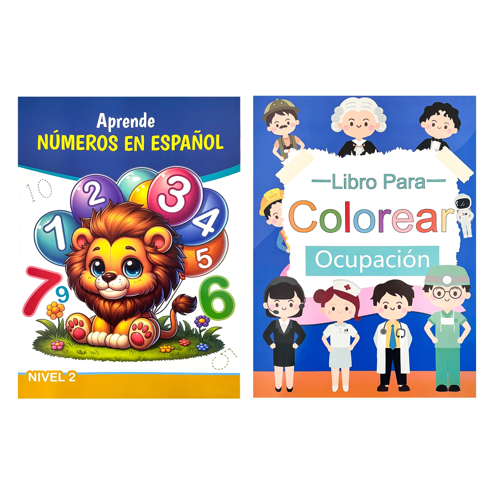 2 Pieces Spanish Children's Math Workbook & Coloring Book Ages 5-8 Art Drawing Supplies Number Learning Head Start