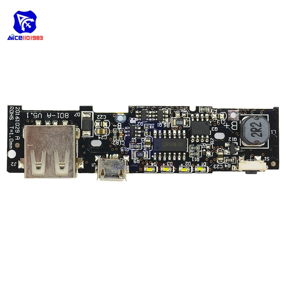 diymore 5V 1A 18650 Li-on Lithium Battery Charging Module Power Bank Charger Board PCB Step Up Boost Power Module