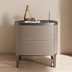 Leather Luxury Bedside Table Bedroom Creative Nordic European Cabinet Storage Unique Drawers Szafka Nocna Bedroom Ferniture