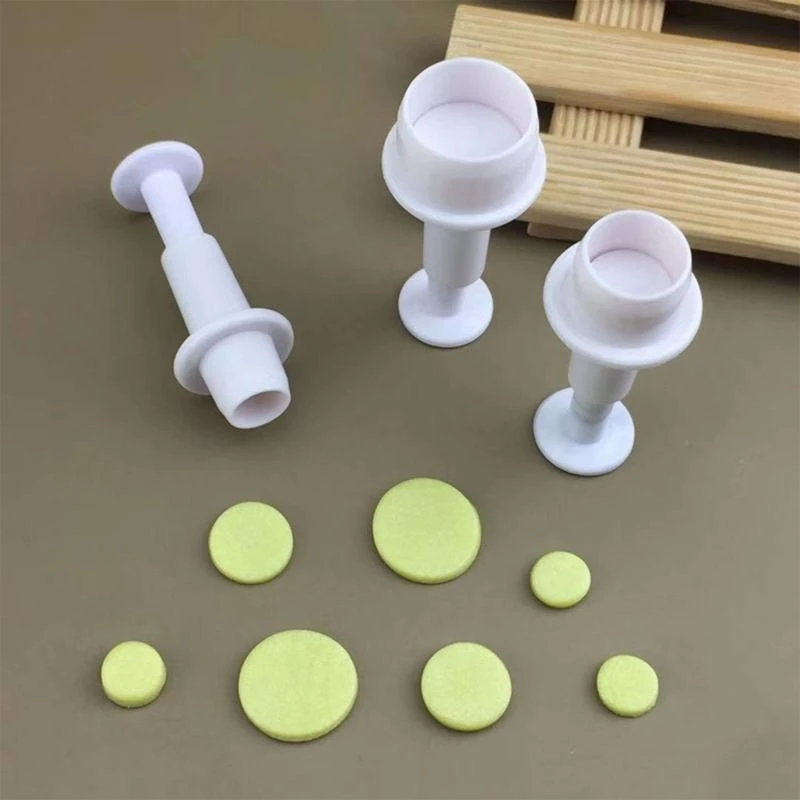  3 PCS Spring Die Cookie Mold Plastic Sugar Plunger Practical Fondant Baking Tool
