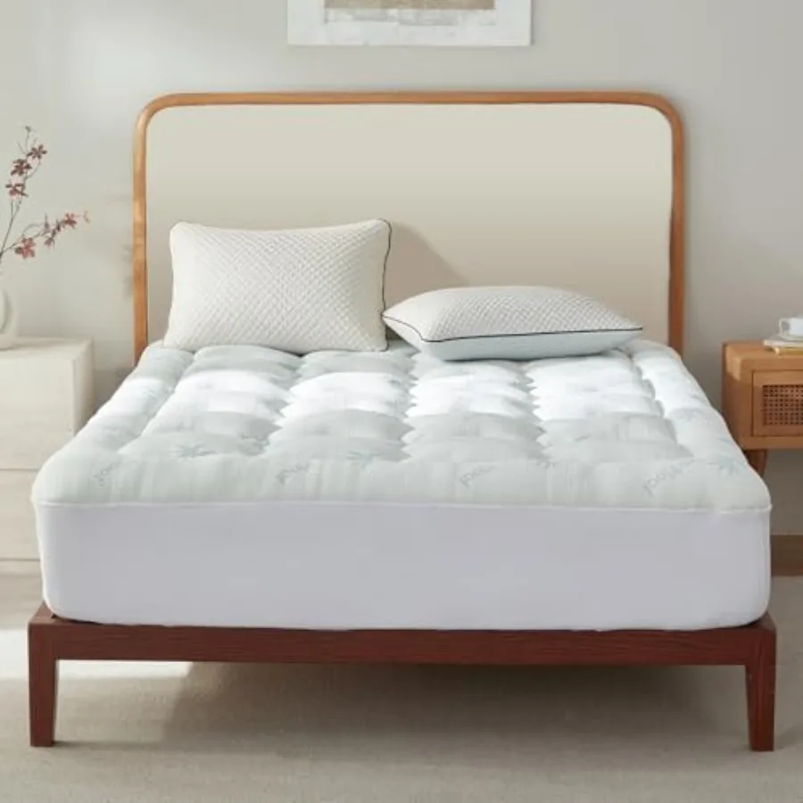 

Ultra Soft Waterproof Mattress Topper, Pillow Top Mattress Pad, Back Pressure Relief, Viscose Derived from Bamboo, Naturally Co