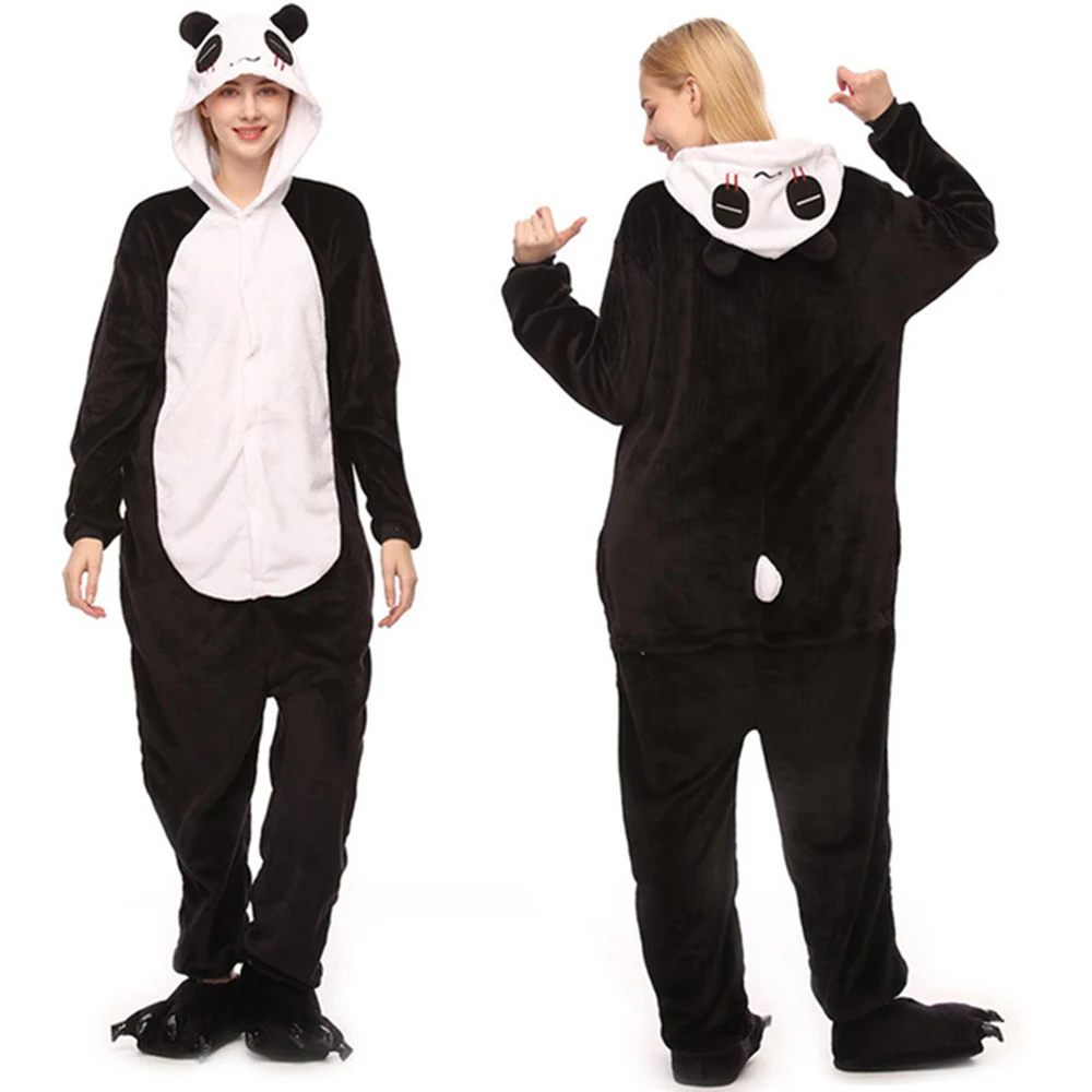 Panda Frog Nightgowns Kigurumi Flannel Anime Cartoon Sleepwear Character Pajamas Loungewear Halloween Cosplay Costumes Lingerie