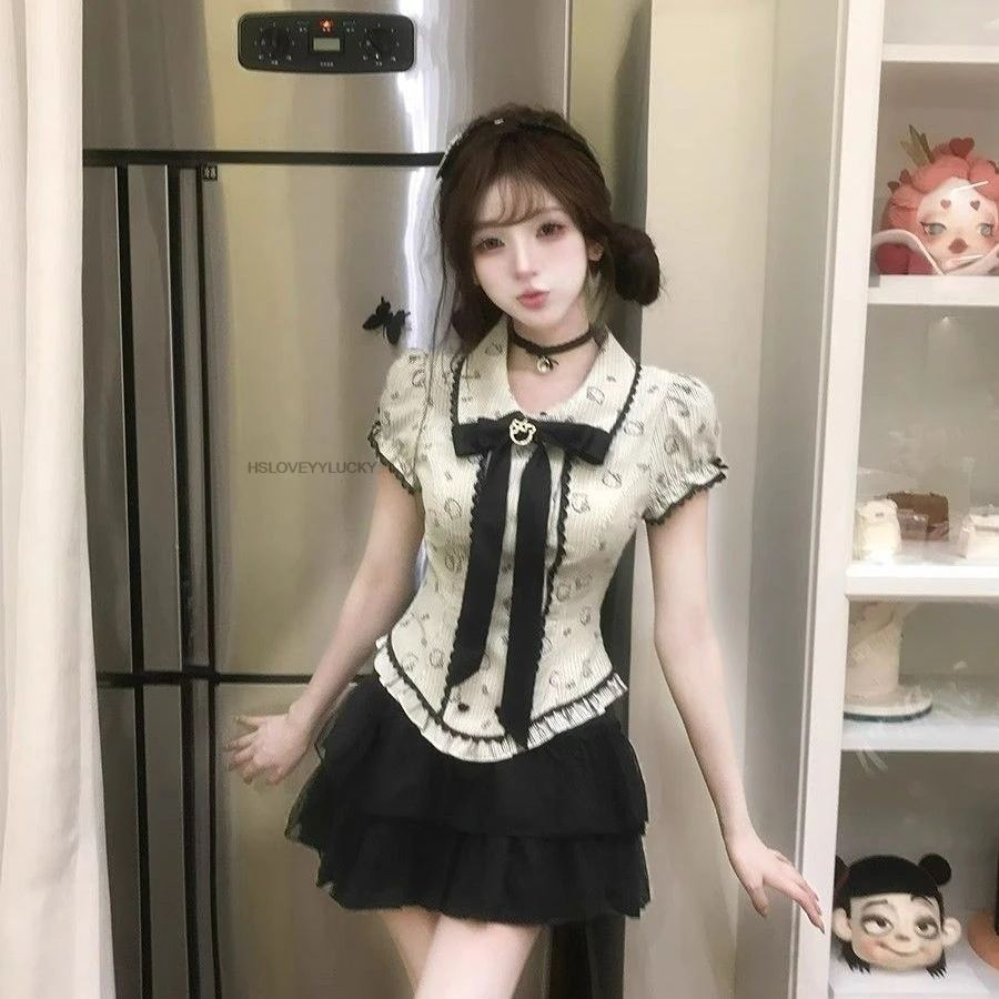 Japanischen Stil Jk Uniform Set frauen Sommer Zwei Stück Hemd Koreanischen Stil Hohe Taille Gefaltete Halb Rock Drei Stück set