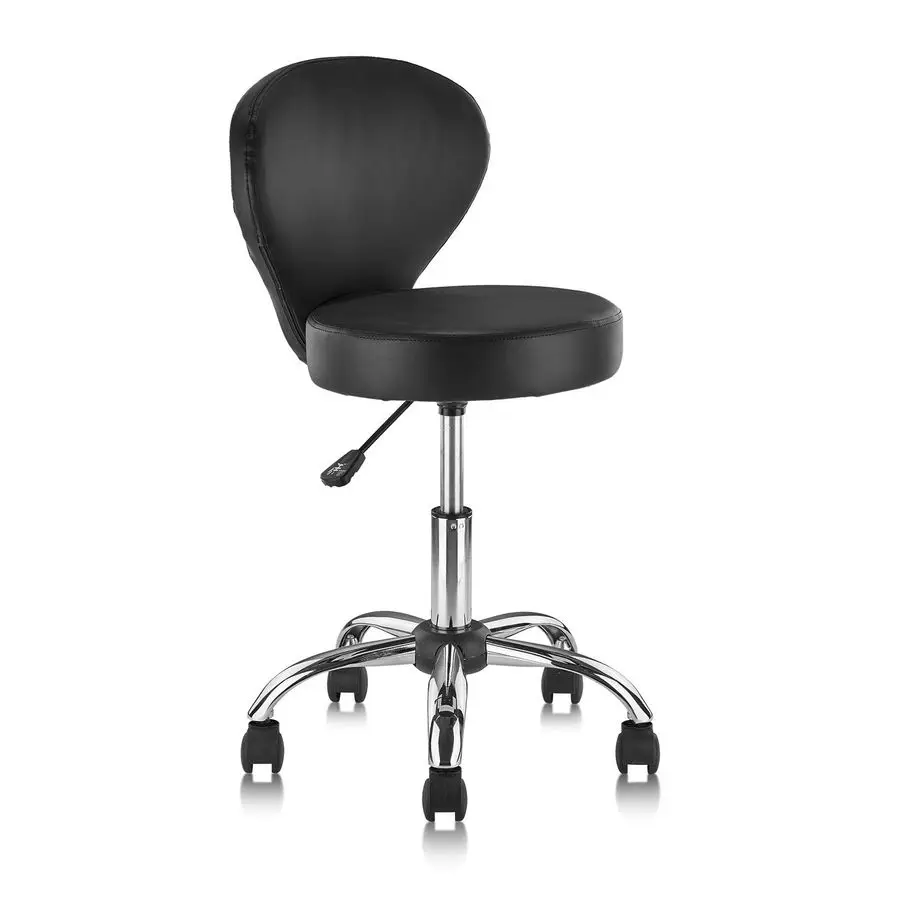 

Leather Rolling Swivel Salon Stool Chair with Back Support Adjustable Hydraulic Seat Height 22 in for Office Massage Facial Spa