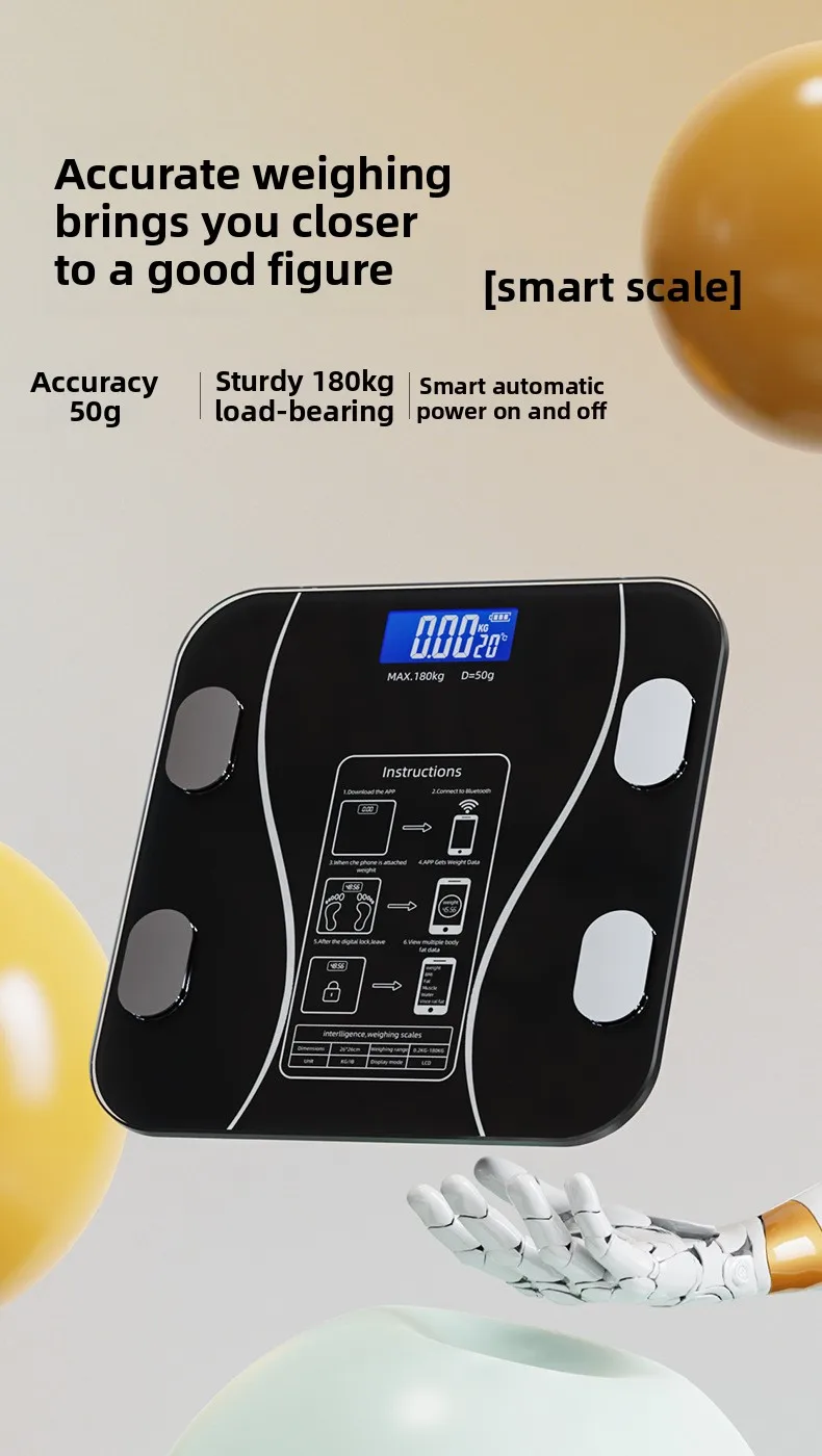 Smart Bluetooth Body Fat Scale Rechargeable Electronic Weighing_voghion.com