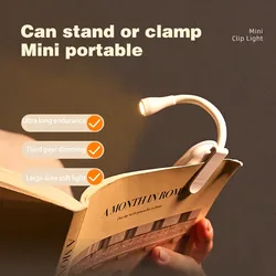 Mini Clip-On Book Light, 360° Rotation USB Rechargeable with 3 Eye-Protection Modes for Reading, Study & Bedroom