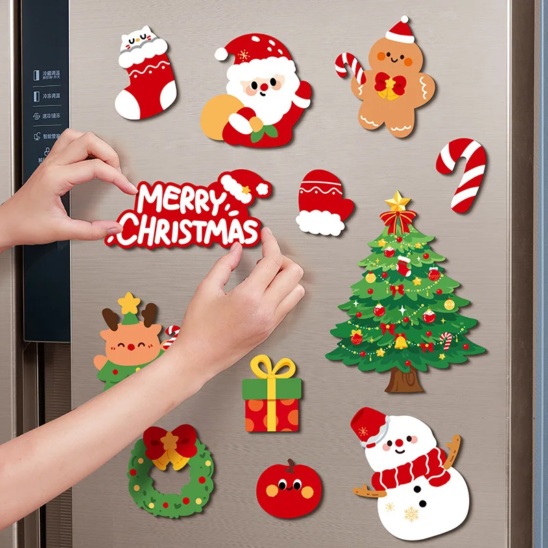 2Sets New Magnetic Stickers Christmas Tree Creative Refrigerator Stickers Christmas Decorations