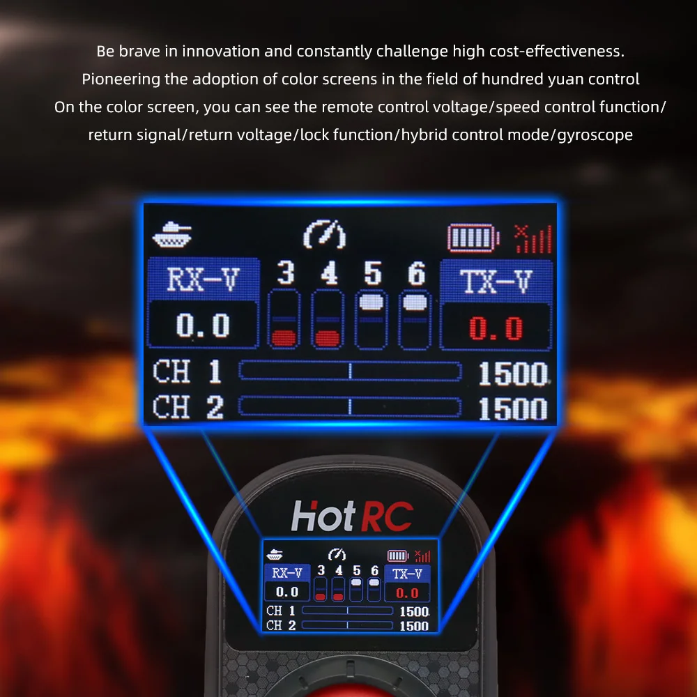 HOTRC DS-650 RC Transmitter 6CH 2.4G Radio System Color Screen Remote Controller F-06A Receiver for RC Boat Model DS600 Upgrade