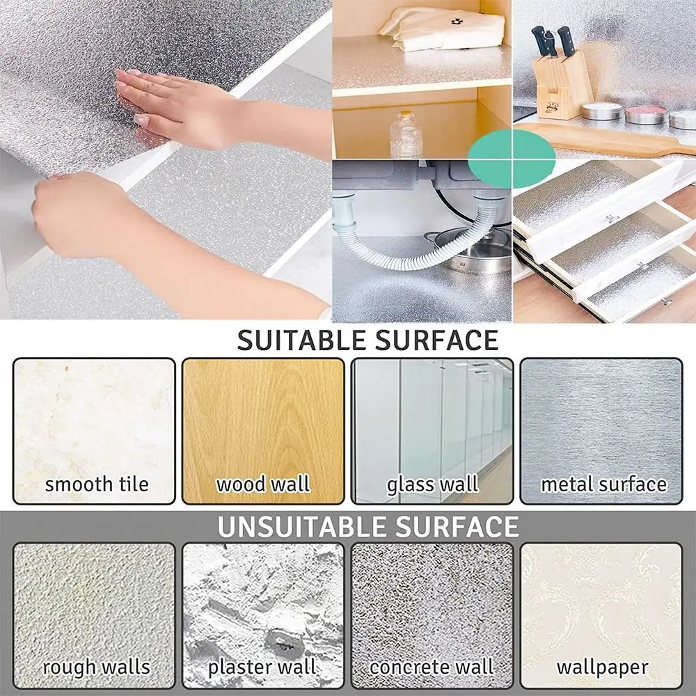 40x300cm Kitchen Oil-proof Self Adhesive Stickers Anti Fouling High Temperature Waterproof Aluminum Foil Wallpaper view 2