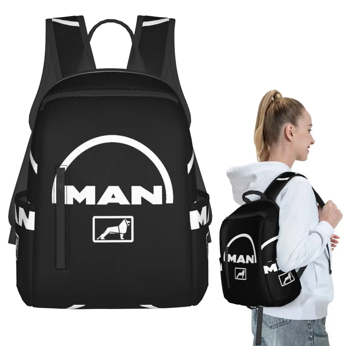 Man Truck Bus Dual-Use-Logo-Rucksack für Studenten, Büchertasche, Schultasche für Kinder, Computer-Umhängetaschen für Jungen und Mädchen