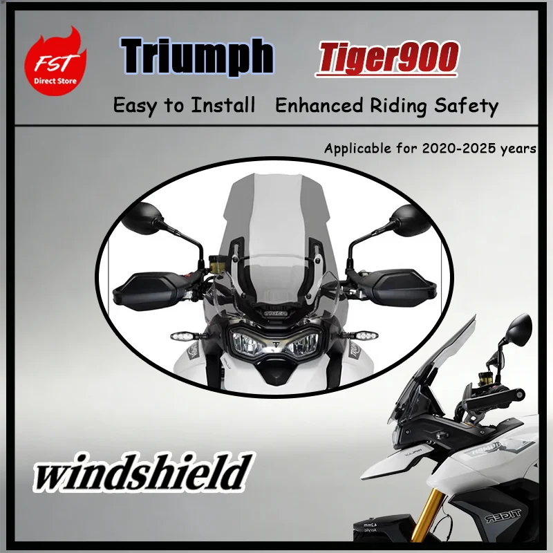 

FOR Triumph Tiger 900 850 2020-2025 Heightened Clear Windshield Complete Mounting Hardware Kit Included Motorcycle Accessory