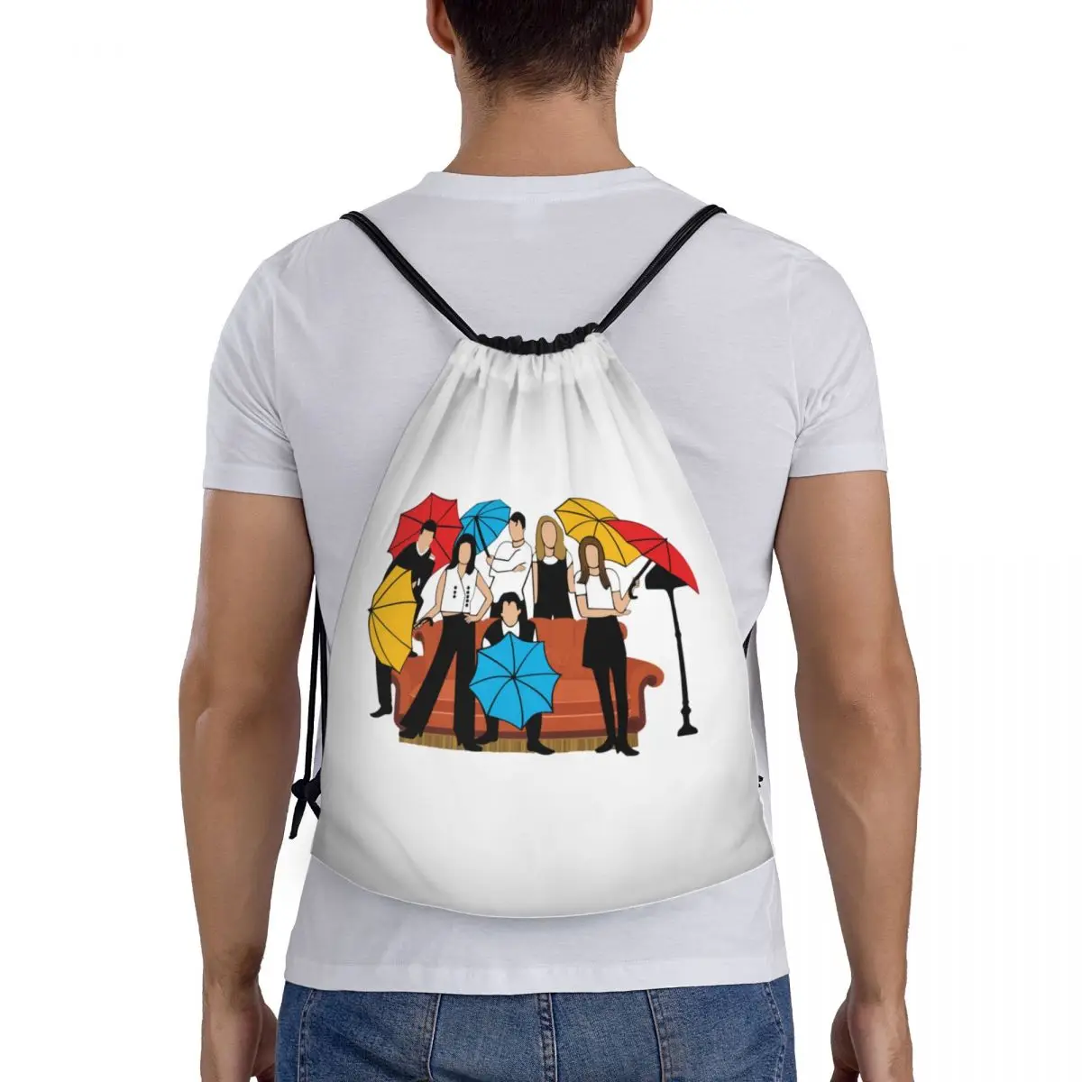 Custom Friends TV Show Drawstring Bag Men Women Lightweight Sports Gym Storage Backpack