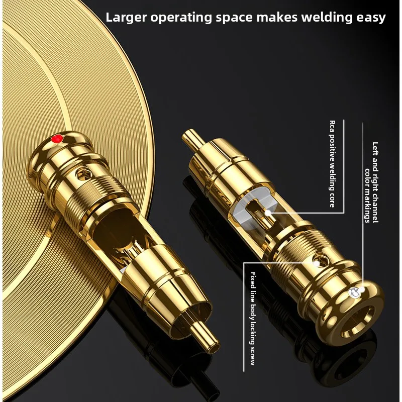 RA-001 pure copper gold-plated RCA lotus audio cable self-locking soldering plug HIFI coaxial signal connector