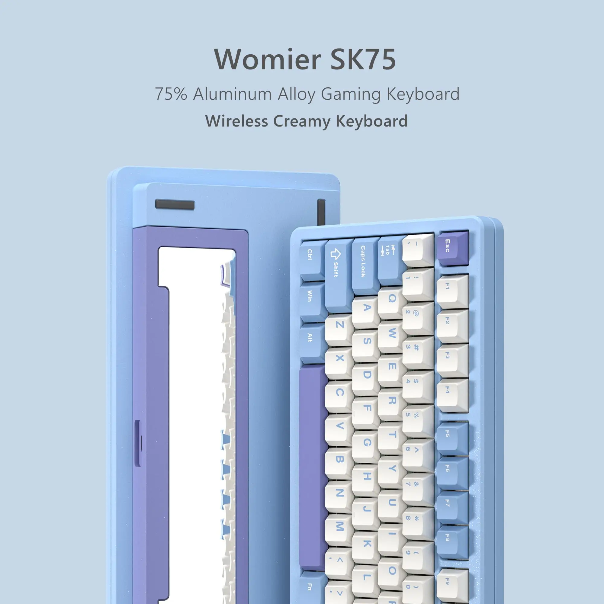 Womier SK75 3-Modes VIA Custom RGB Keyboard Full Aluminum Wireless Mechanical Keyboard Gasket Hot Swap Gaming Keyboard for PC