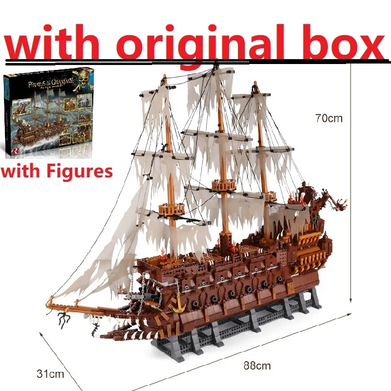 

With Original Box 3652PCS Man Flying Dutchman 16016 Pirate Movie Caribbean Set Bricks Brick Model Ship Toys DIY Birthday Gift