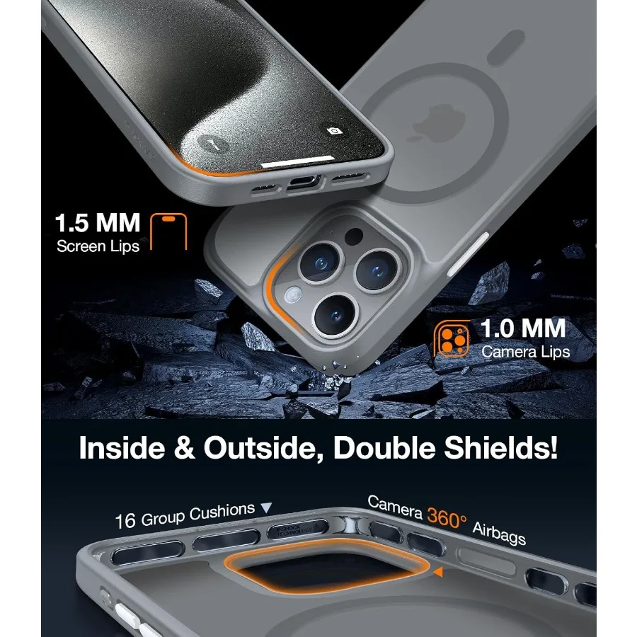 iPhone 15 Pro対応 磁気耐衝撃ケース 日常使用向け 軍事グレードの落下試験済み MagSafe対応