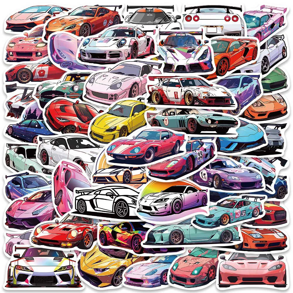 10/30/50pcs Retrofit Racing Car Graffiti Stickers Anime Waterproof DIY Car Motorcycle Luggage Laptop Cool Kids Sticker Wholesale