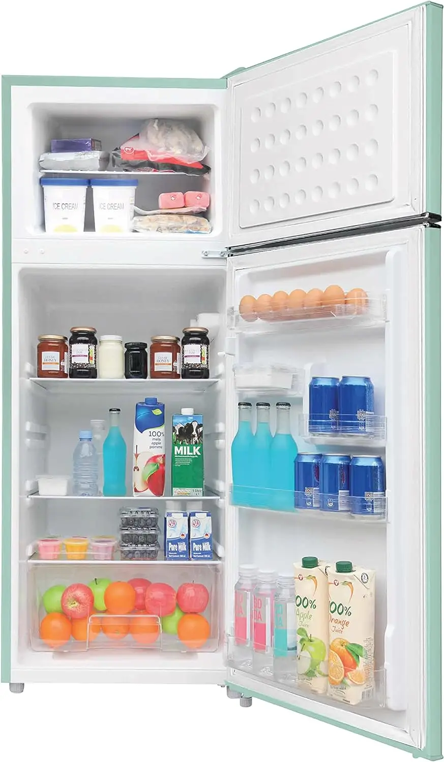 Apartamento Tamanho Refrigerador com Freezer, 7,5 pés cu, Retro, Hortelã, 2 Portas