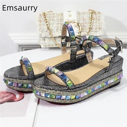 Luxury Rivet Decor cinturino alla caviglia sandali moderni donna Multicolor High Platform zeppe Outwear scarpe estive