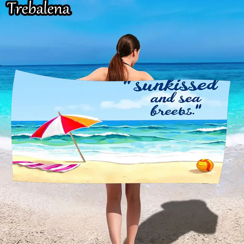 

30*60inch Ultra-Soft Beach Towel with Sunkissed Sea Breezes Beach Towel Ocean Vibes
