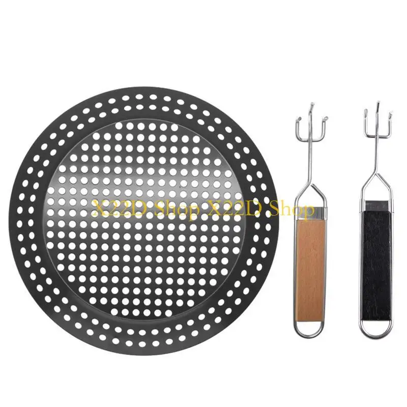 X22D Round Multi-purpose Frypan Perforated Grill Tray for Grill Seafood Meats