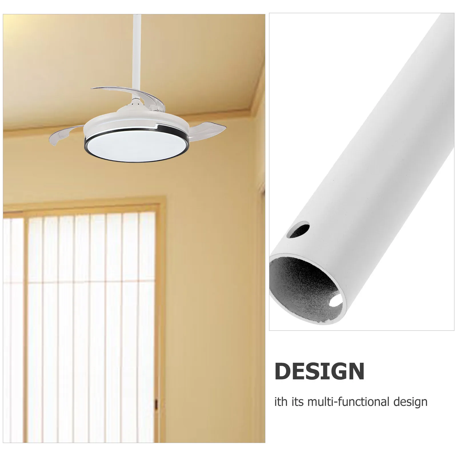 

Fan Downrod Extension 18 Inch Heavy Duty Metal Ceiling Fan Rod Adjustable Height for Indoor Hanging Fans Replacement Part