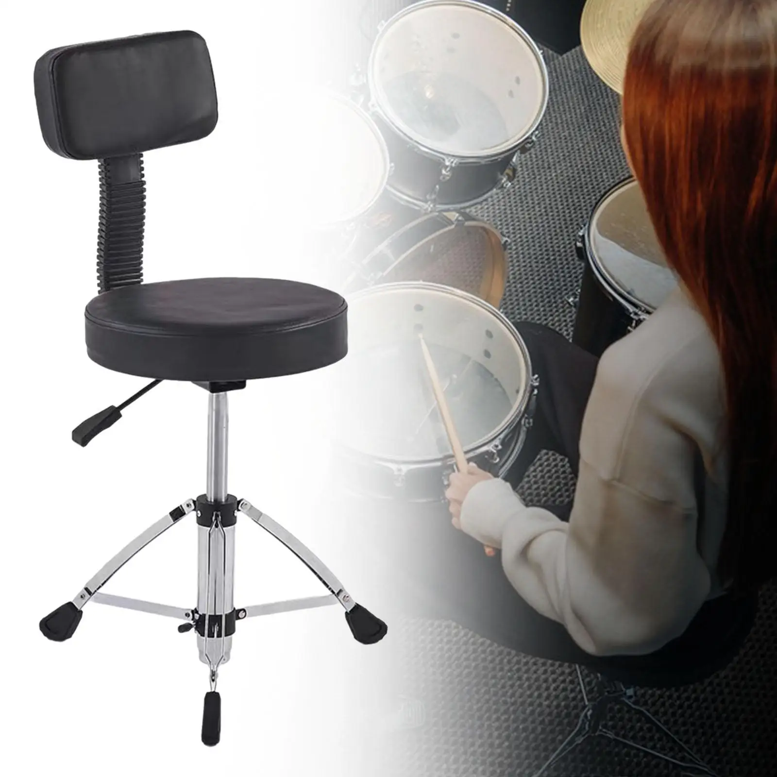 Drum Throne with Backrest Drum Seat,with Anti Slip Feet,Motorcycle Style Portable Drum Chair Stool,Drum Stool