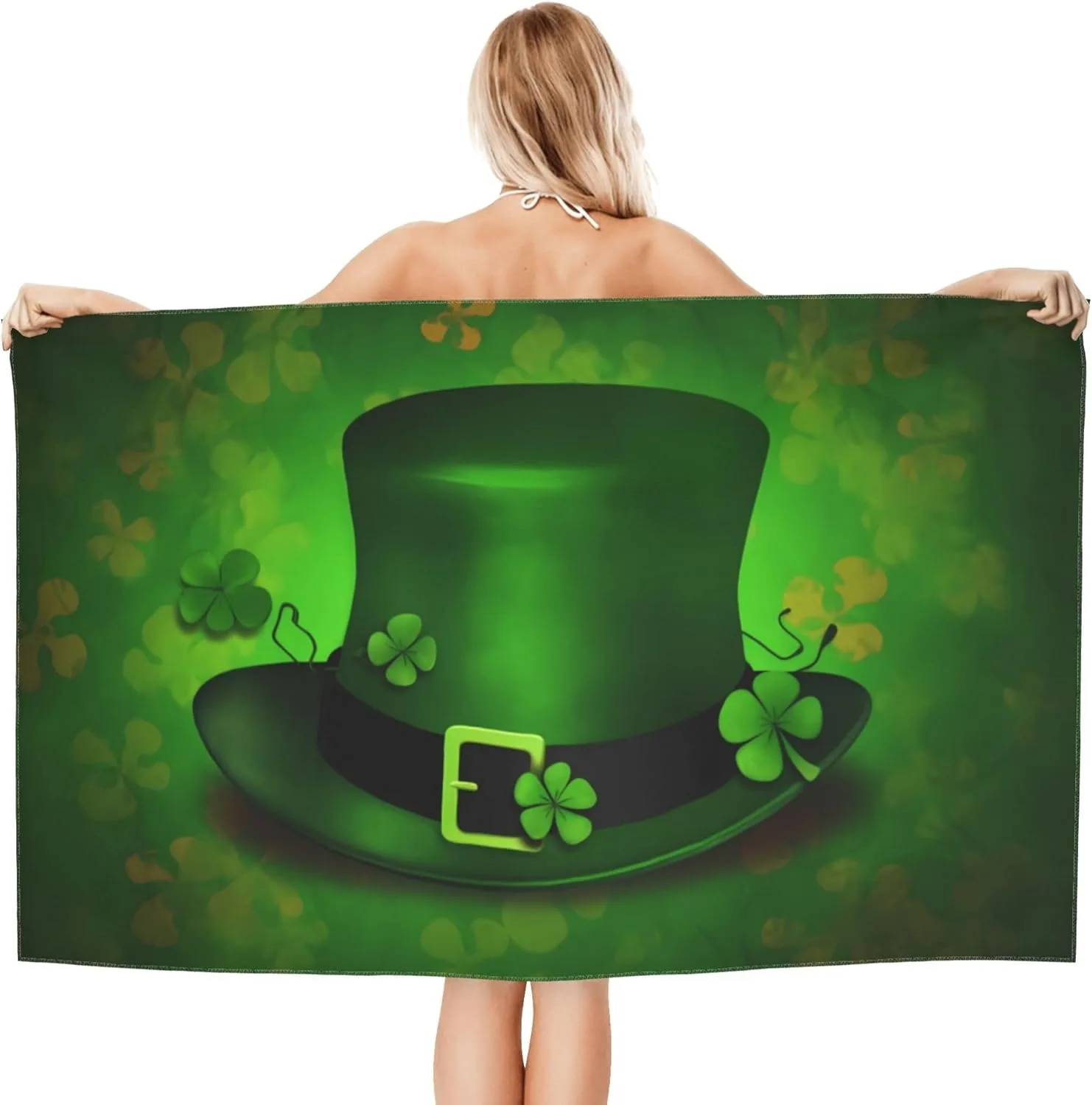 Hat and Clover arts Beach Towel for family friends Gifts Towel Quick-Dry Towel For Bath Yoga Tourism Beach GYM Camping Swimming