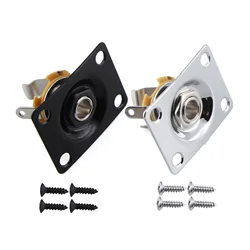 FLEOR 1PCS Guitar Output Jack 6.35mm 1/4 Mono Jack Socket JackPate Square Style for Electric Guitar, Silver/Black Choose