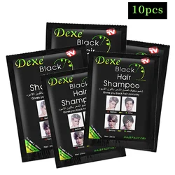 10 Bags Black Hair Shampoo Hair Color Dye Color Blackening Anti Hair Loss Treatment Shampoo for Men Women Cream Essence