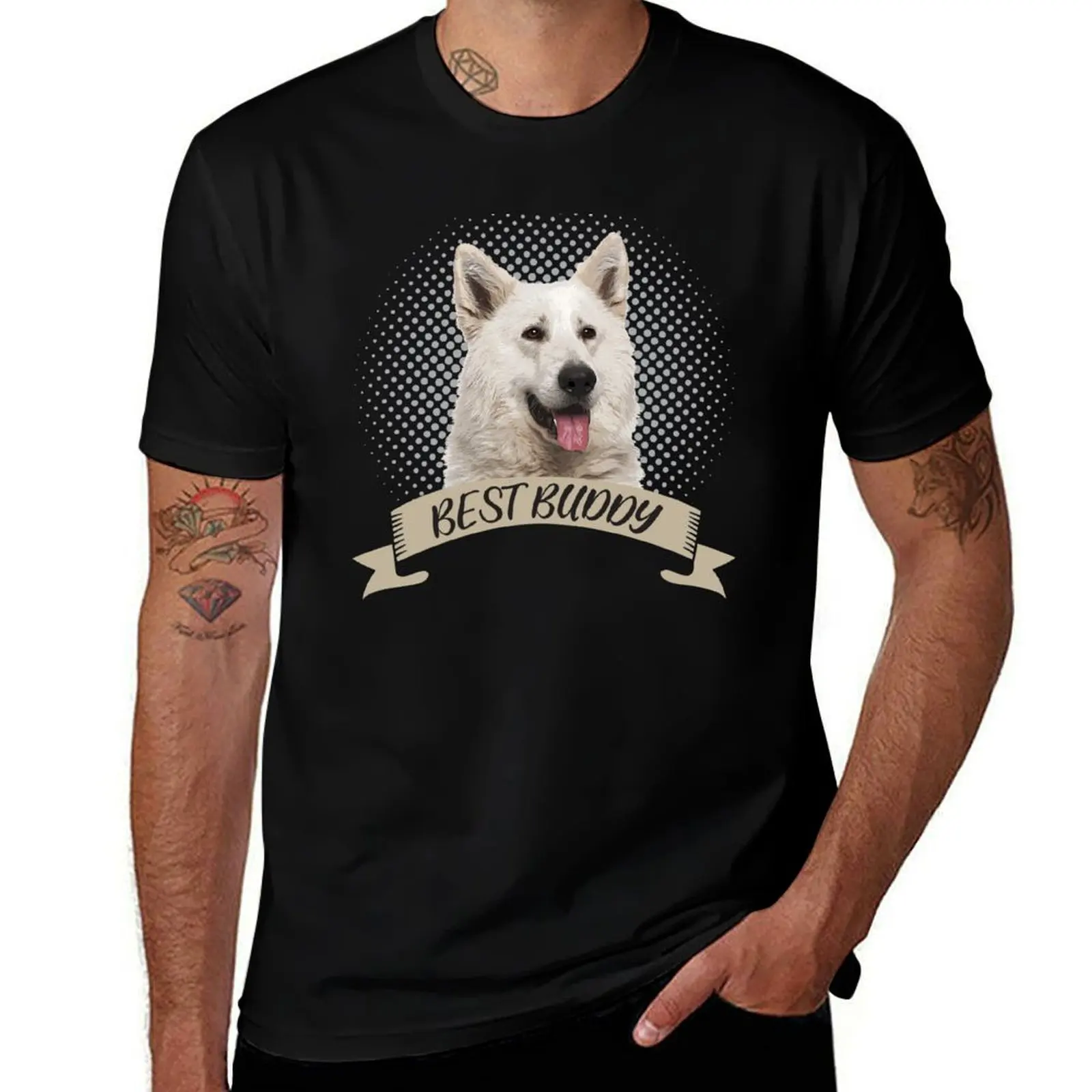 Camiseta de manga corta Berger Blanc Suisse White Shepherd best friend, ropa de trabajo