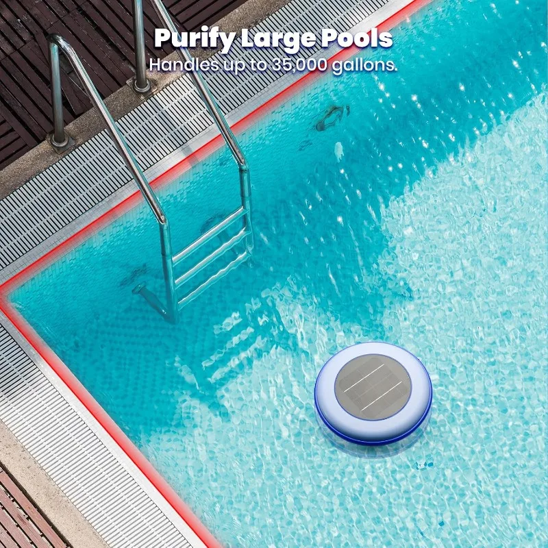 S6 Solar Pool Ionizer - Floating Water Cleaner and Purifier, Keeps Pool Water Crystal Clear, Reduces Chlorine Usage By 85%