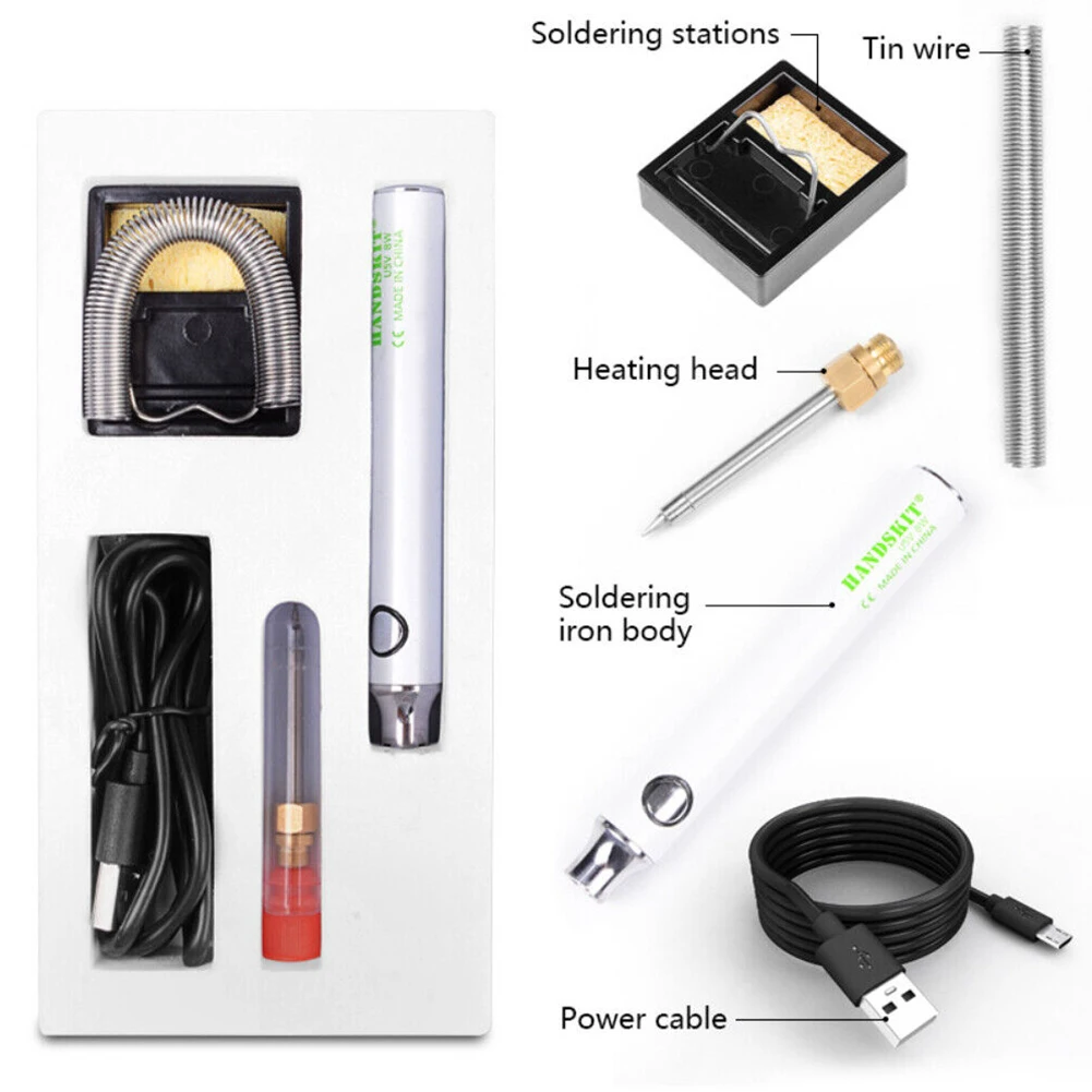 

USB Rechargeable Electric Soldering Iron Adjustable Automatic Equipment Stainless Steel Temperature Welding 330-450°C 5V 8-10W