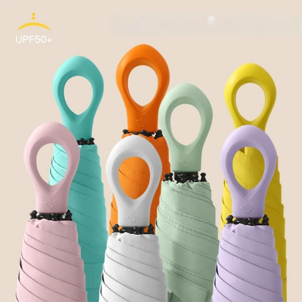 

Мини-капсульный складной зонт от солнца, защита от ультрафиолета, зонт от солнца и дождя с ручкой в форме сердца, UPF50 + карманный зонт