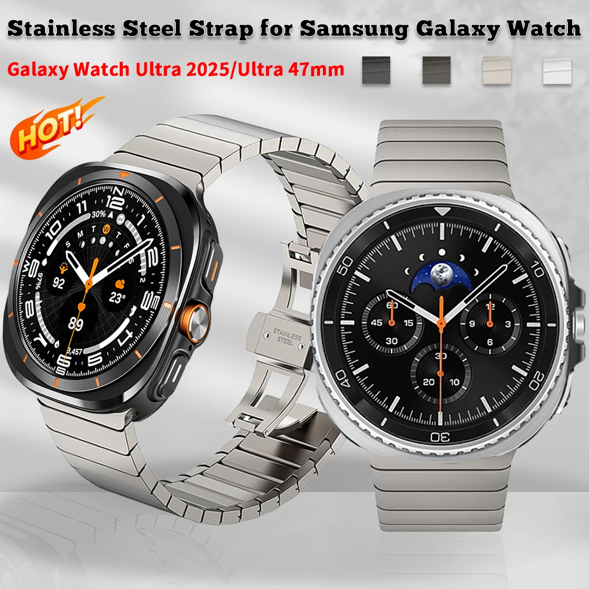 

Для Samsung Galaxy Watch Ultra 2025 ремешок из нержавеющей стали металлический браслет-браслет для Galaxy Watch Ultra 47 мм сменный ремешок