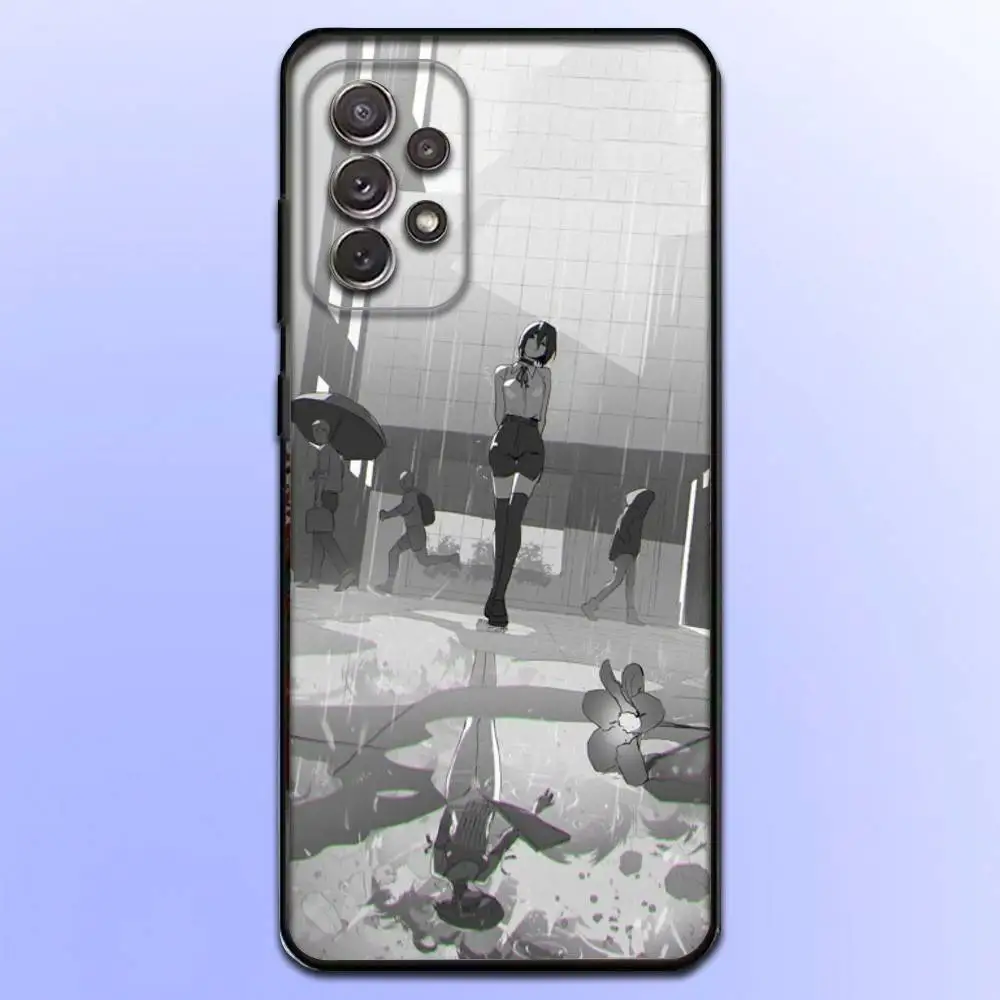 C-Chainsaw Man R-Reze 電話ケース Samsung S25、S24、S21、S22、S23、S30、Ultra、S20、Plus、Fe、Lite、Note、10、9、5G ブラックカバー用