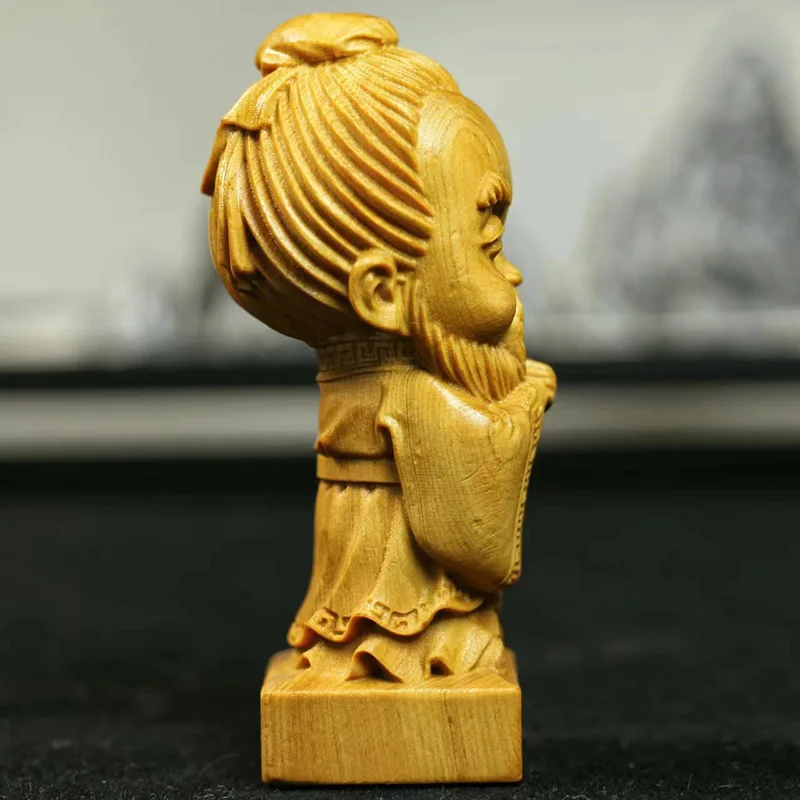 Natural Cypress Confucianism Confucius Statue，Solid Wood Handmade Art carving Home Room, Office Decoration Figure Statue