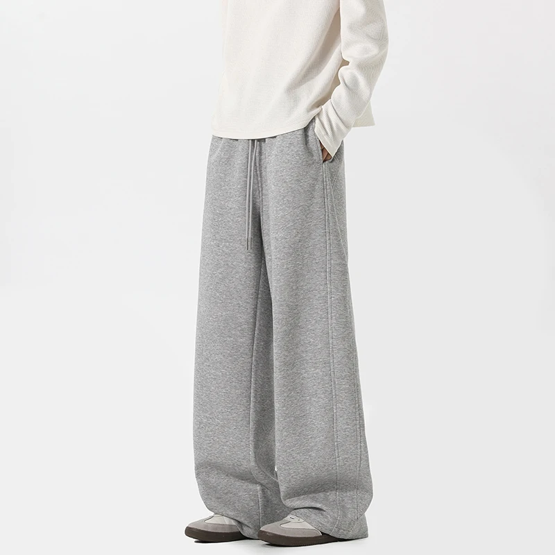 スウェットパンツ男性ストレートカジュアルパンツルーズフィット弾性ウエストバンド巾着テーパードアウトドアジョガーパッチワークアスレチックパンツ