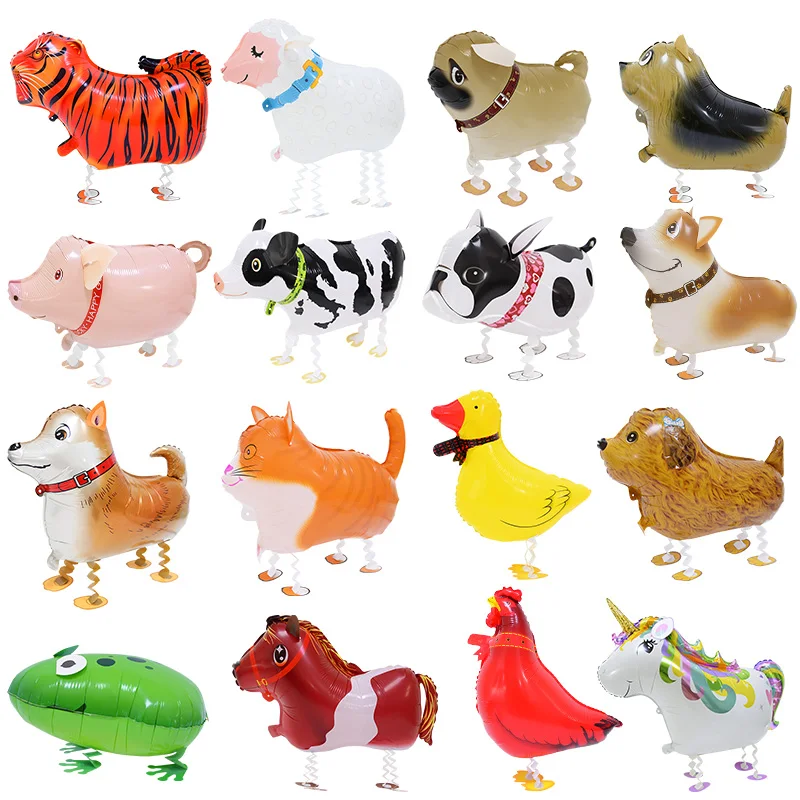 1Pc Cute Dog Chick Sheep Dinosaur Walking Balloon Animal Theme Foil Air Ball Kids Favors Baby Shower Birthday Event Party Globos