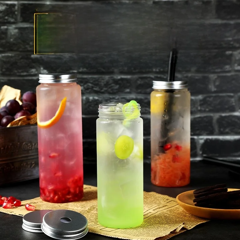 使い捨てプラスチック飲料ボトル-ジュース-ミルクティー-冷水浸し酵素入り-蓋付き-高さのあるポリエチレンテレフタレート製-通常仕様