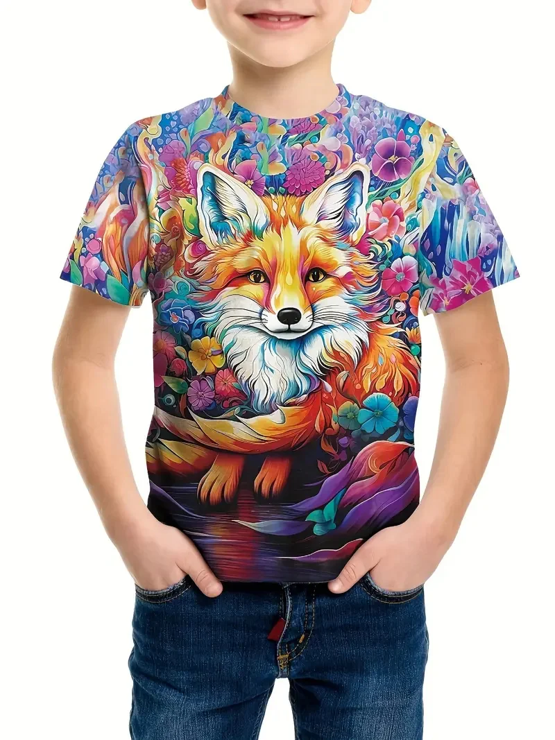 2024 Retro 3d Print Top Tee Shirt Fashion T Shirt Animal Kids Boy Clothes Anime Short Sleeve Casual Children's Clothing