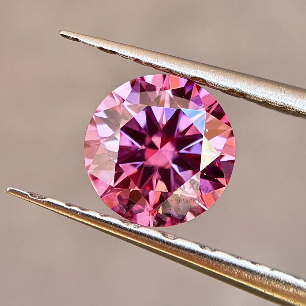 Round Cut Bright Light Pink Color VVS1 Loose Moissanite Stone Gemstone 3-11mm 0.1-5ct With GRA Certificate DIY for Jewelry