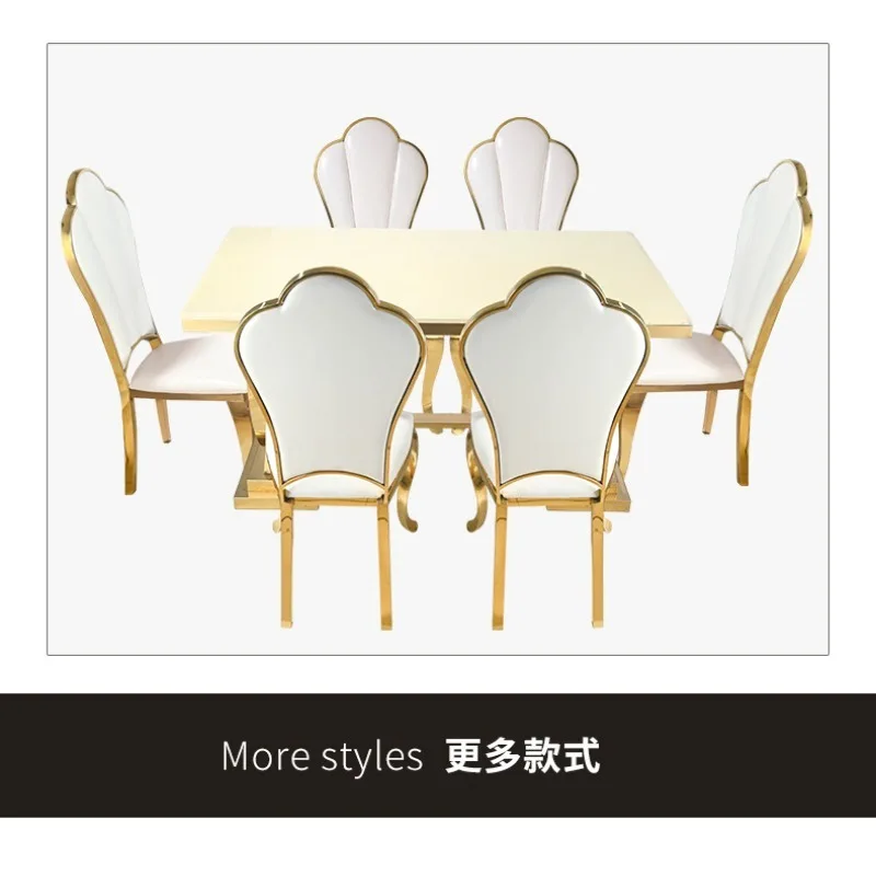 Stainless steel dining chair gold electroplated hotel banquet chair soft bag chair
