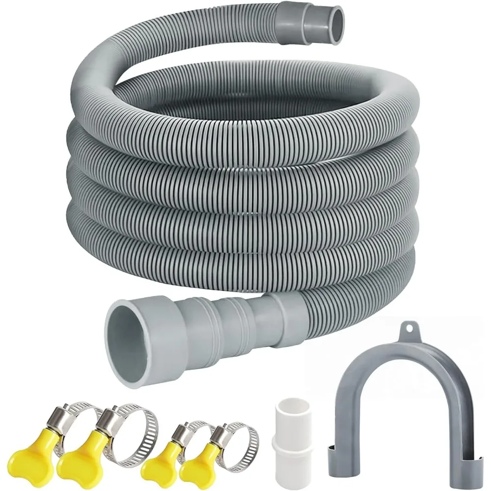 

Гибкий сливной шланг для стиральной машины длиной 3 метра с удлинителем, адаптерами, зажимами и U-образным держателем, универсальный