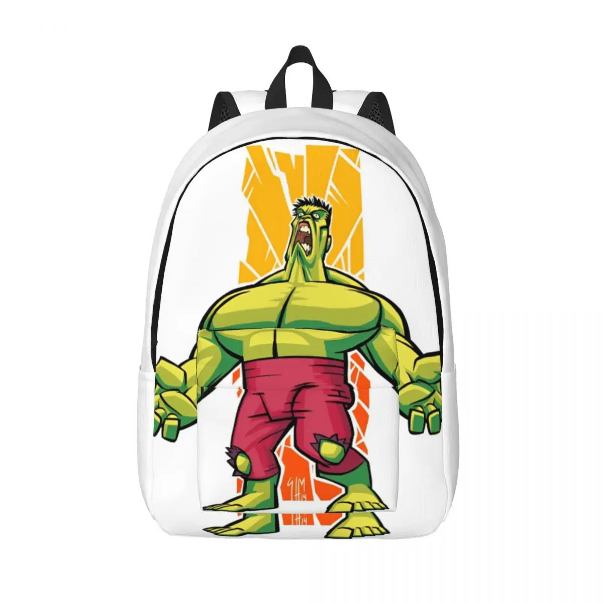 Hulk tas punggung kasual lucu kartun Daypack kerja sekolah menengah luar ruangan untuk pria wanita tas kanvas Laptop