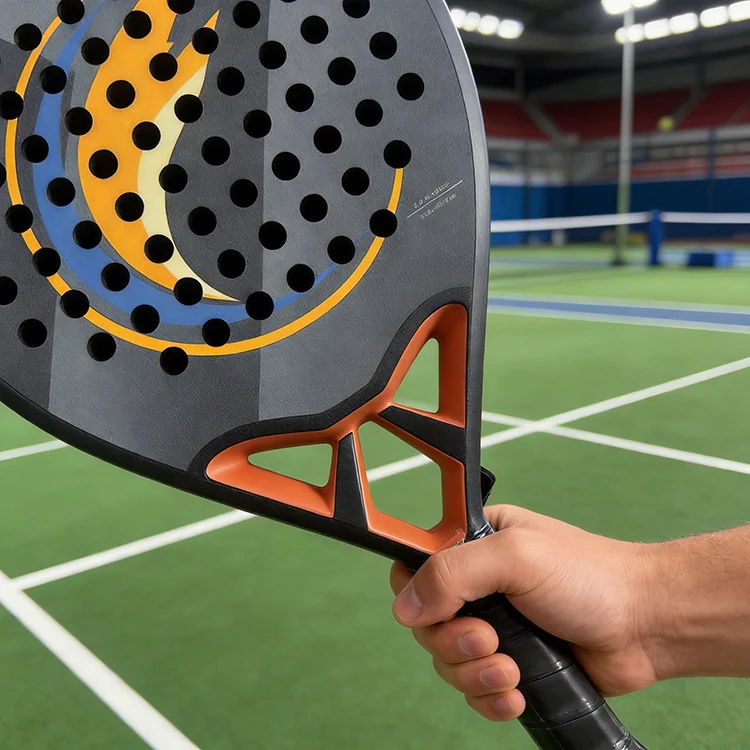 Raquete de padel em fibra de carbono 3K para jogadores amadores que desejam desenvolver habilidades, toque de golpe suave e equilibrado, totalmente OEM com etiqueta privada.