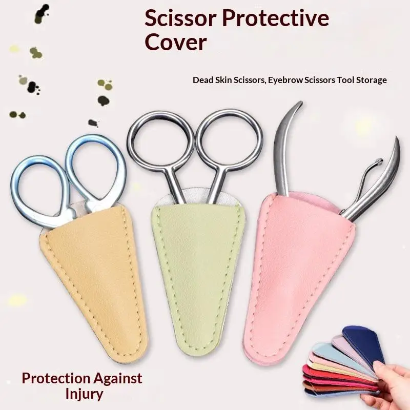 5Pcs Random Color Small Embroidery Scissors Sheath Sewing Tool Sleeve Eyelash Curler Protective Cover Thread Cutting Tool Case