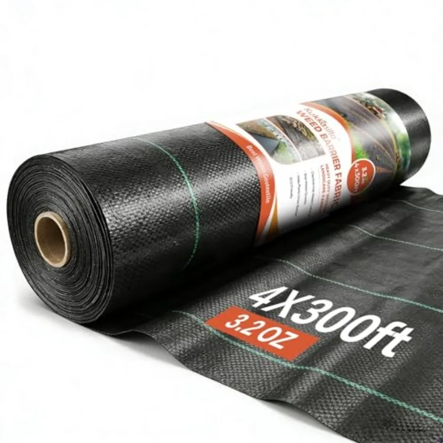 Heavy Duty Weed Barrier Fabric 4Feet x 300Feet, 3.2OZ Woven Landscape Fabric, High Permeability Weed Control Garden Cloth, Geot