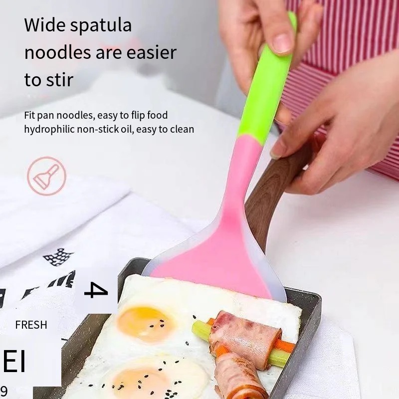 Silicone Kitchen Ware Cooking Utensils Spatula Beef Meat Egg Kitchen Scraper Wide Pizza Cooking Tools Shovel Non-stick Spatula