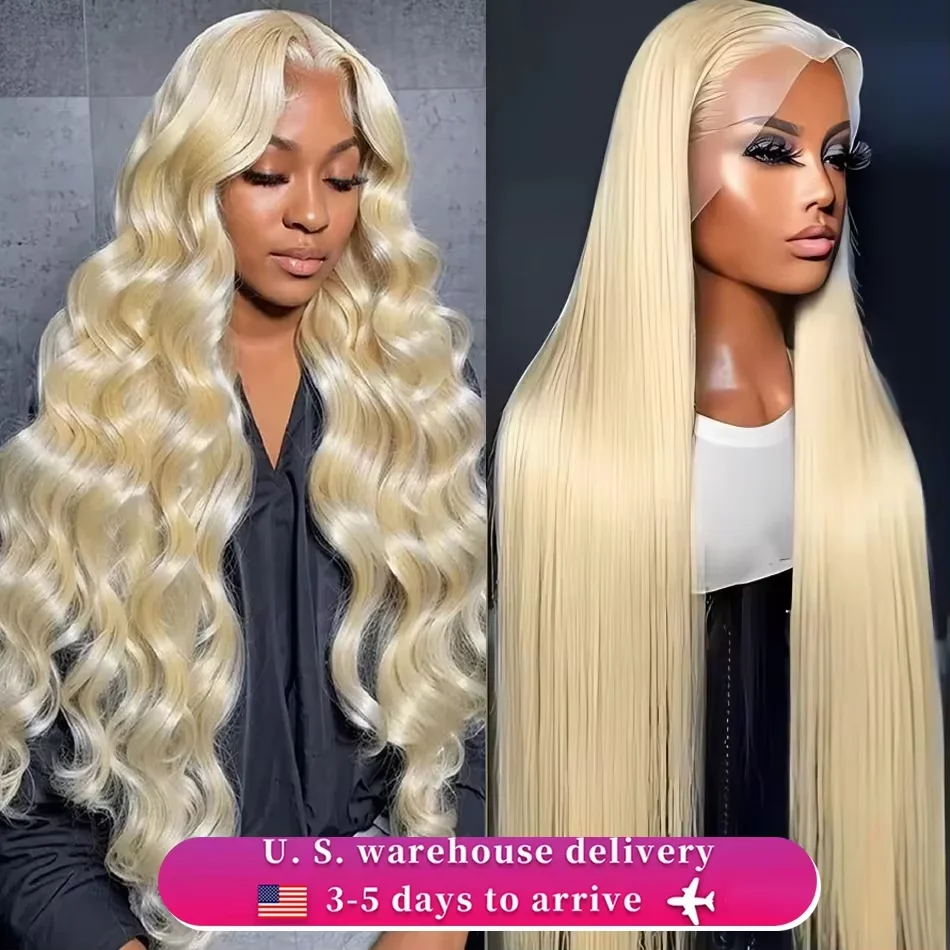 613 Blonde Body Wave Lace Front Wig - 13x6, 613번 밝은 금발, HD 레이스